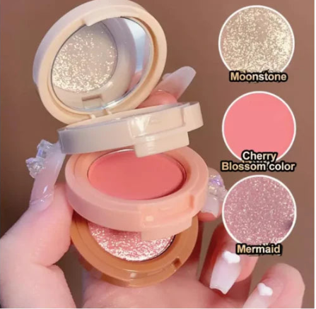 Blusher And Highlighter kit- 3in1 pallate- Professional Makeup kit for Eyes and Cheeks