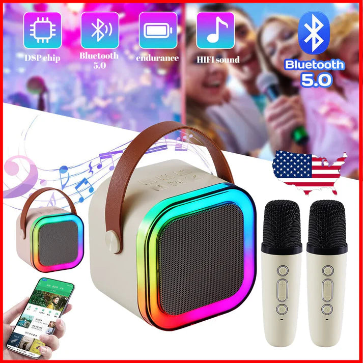 Karaoke Machine for Kids Adults Portable Bluetooth Speaker + Wireless Microphone