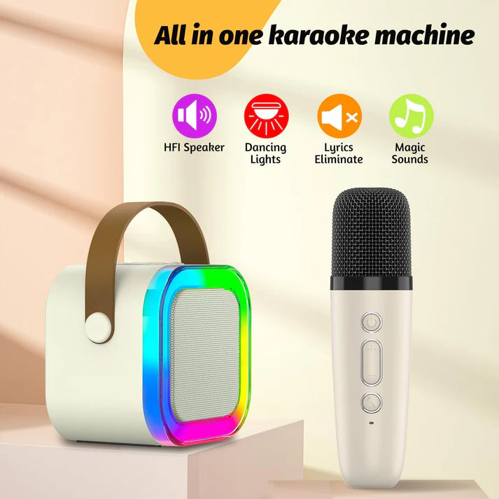 Karaoke Machine for Kids Adults Portable Bluetooth Speaker + Wireless Microphone