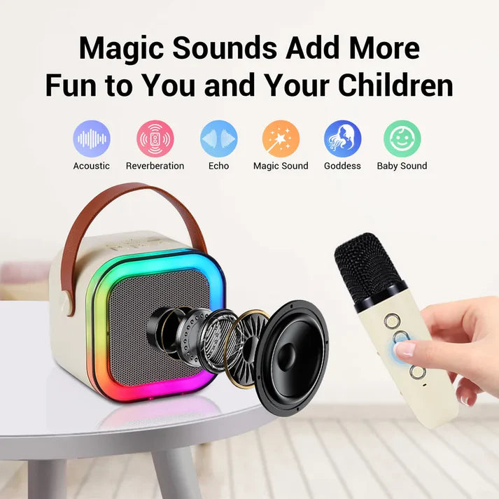 Karaoke Machine for Kids Adults Portable Bluetooth Speaker + Wireless Microphone