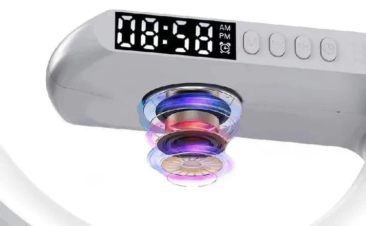 Mini Digital G Lamp, Multifunctional Wireless Charger Stand Alarm Clock Speaker, BT Speakers With Wireless Fast Charging